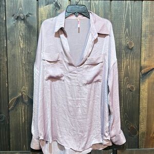Free People Starry Dreams Top XS Lavender Purple Silky Pullover Tunic Boho‎